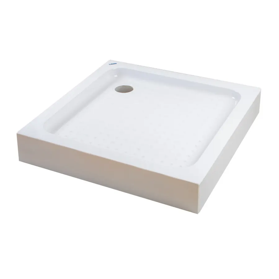 Almagro | cădiță de duș pătrată 100x100x13,5 cm, acril, cu sifon