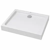 Almagro | cădiță de duș dreptunghiulară 80x100x13,5 cm, acril, cu sifon