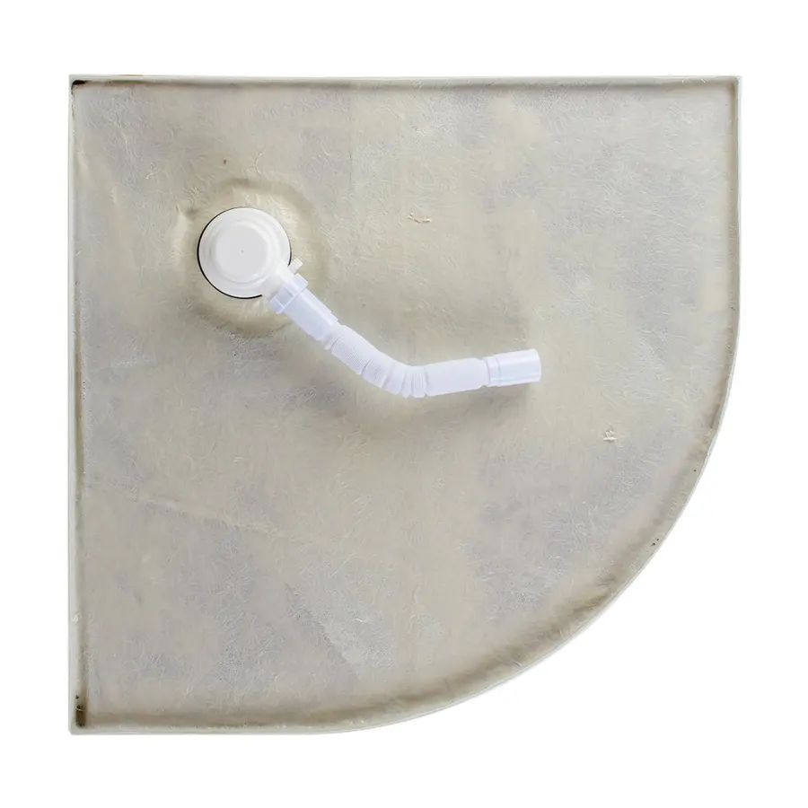 Coria | cădiță de duș semirotundă 80x80x5 cm, acril, cu sifon