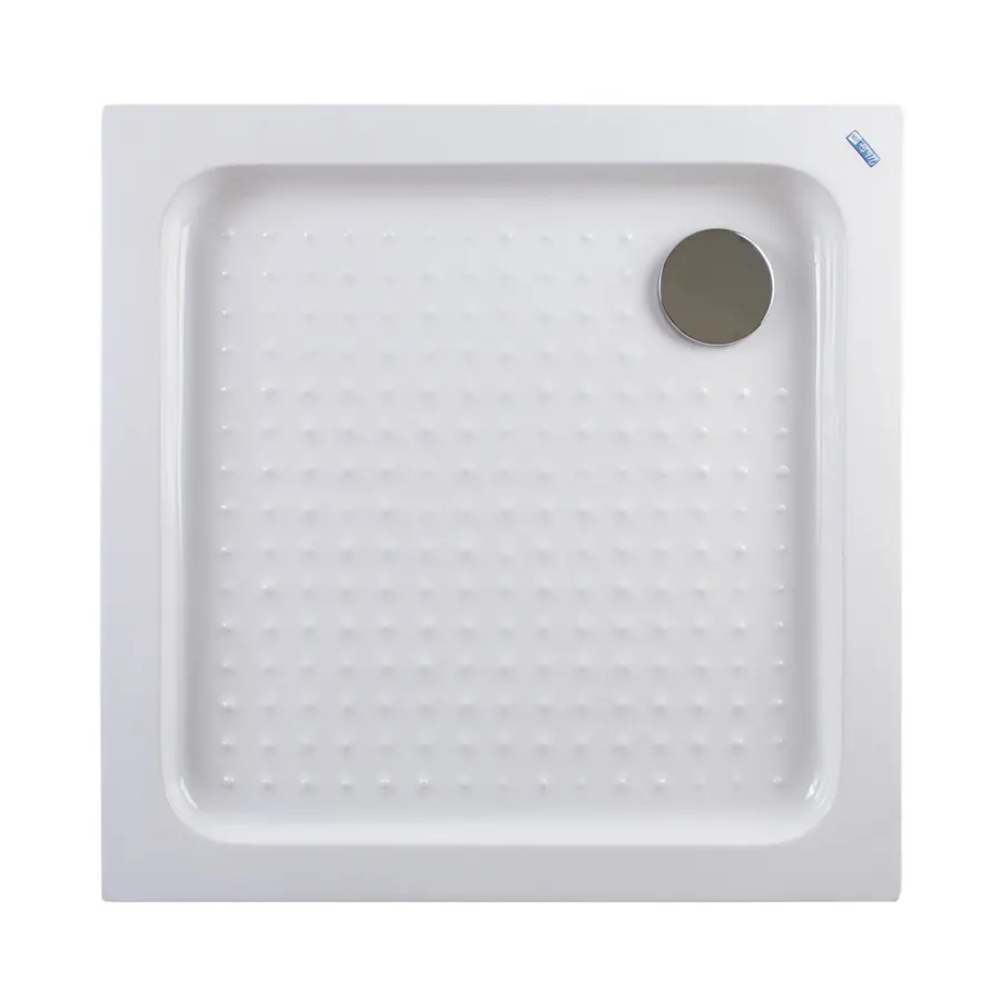 Almagro | cădiță de duș pătrată, din acril, 90x90x13,5 cm, cu sifon