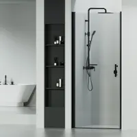 Madeira | ușă de duș batantă Black 80, 190cm, 6mm, NANO