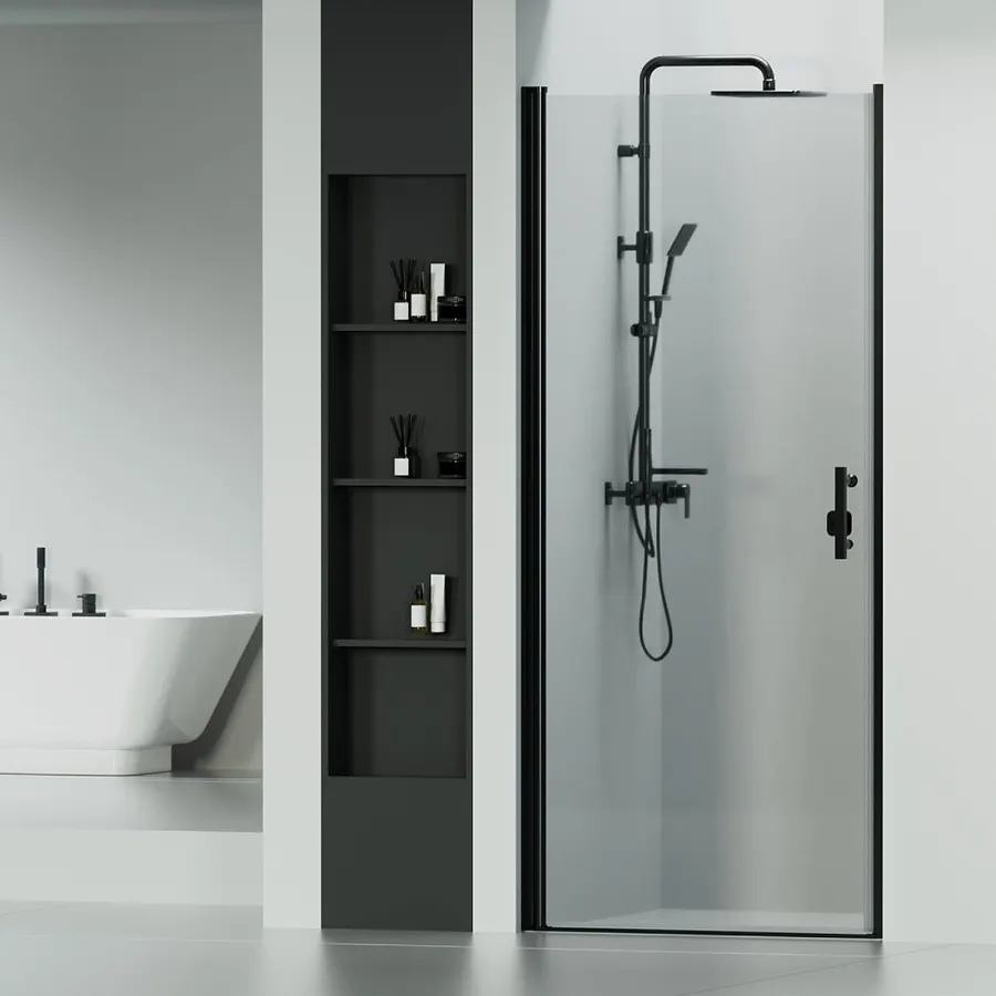 Madeira | ușă de duș batantă Black 80, 190cm, 6mm, NANO