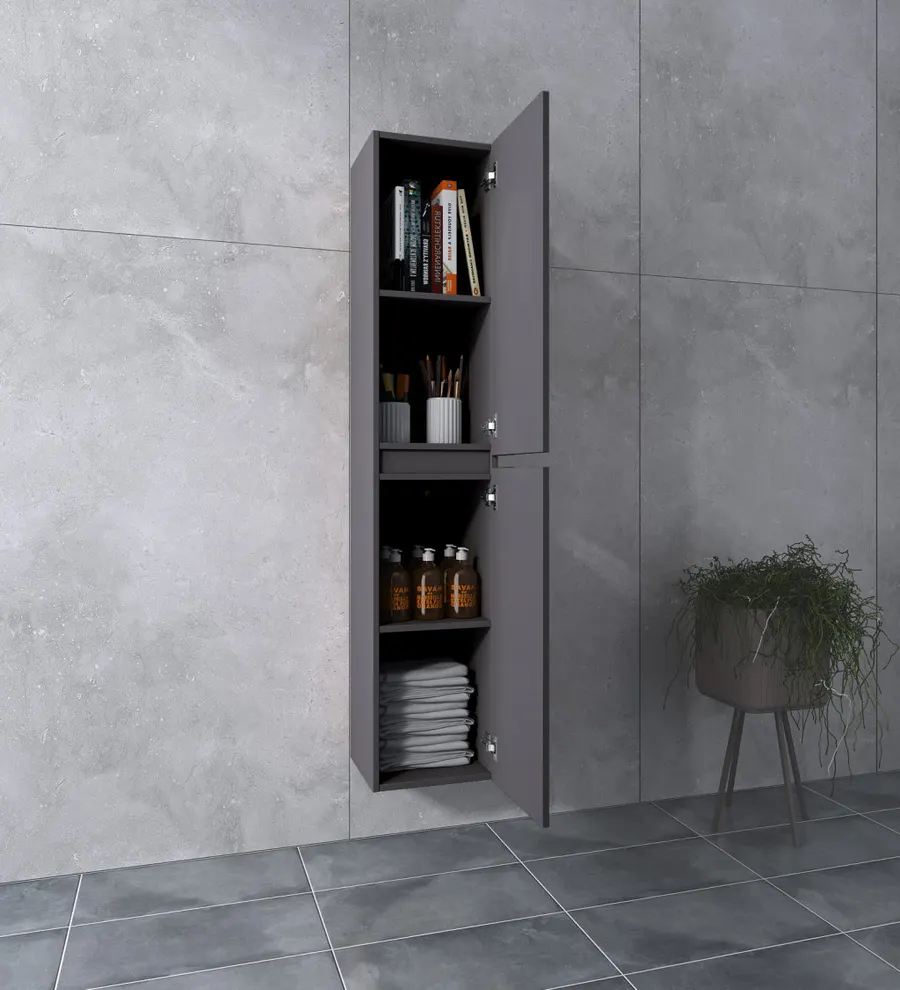 Burgundia | Gri antracit mat, dulap de baie