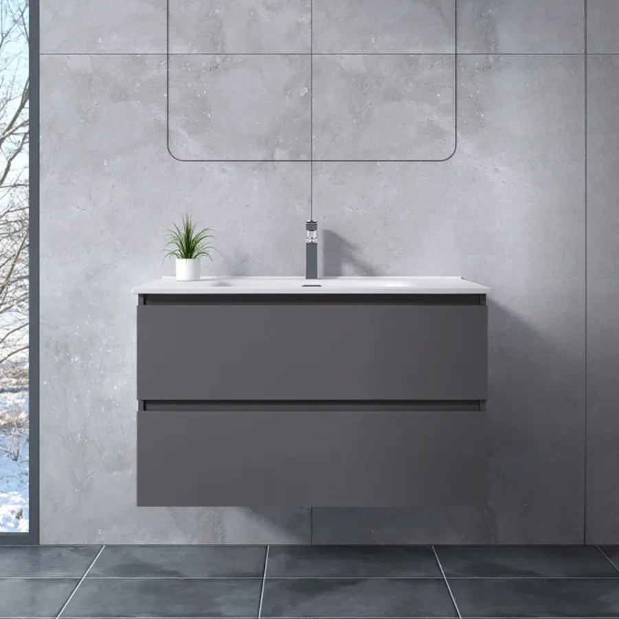 Catania | Gri antracit mat, dulap de baie cu lavoar, 60cm