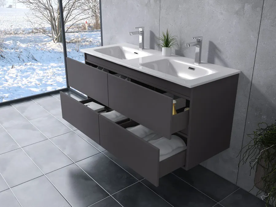 Dijon | Gri antracit mat, dulap de baie cu lavoar 120cm