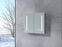 Sevilla | Gri antracit mat, dulap cu oglindă, cu două uși, cu iluminare LED 70 cm