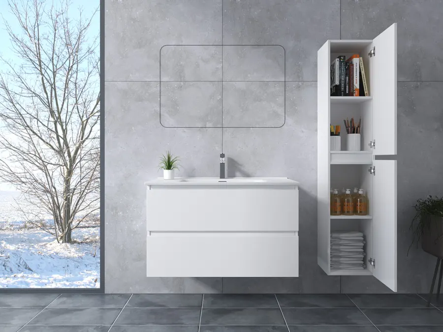 Burgundia | dulap de baie White