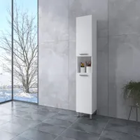 NORMANDIA 30 | Alb, dulap de baie, cu coș de rufe, compartiment de depozitare și rafturi