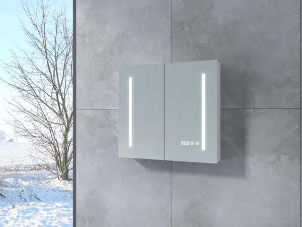 Sevilla | dulap cu oglindă White, cu două uși, cu iluminare LED 60 cm