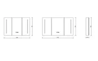 Vicenza | dulap cu oglindă White, cu trei uși, cu iluminare LED 120 cm