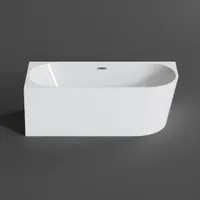 CORNER | cadă de baie semi-freestanding, de colț, stânga, albă, 150x75x58 cm