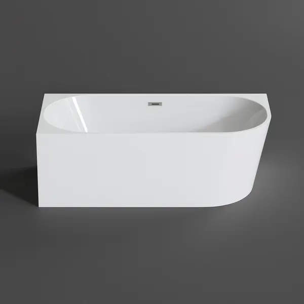 CORNER | cadă de baie semi-freestanding, de colț, stânga, albă, 150x75x58 cm