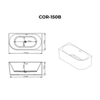 CORNER | cadă de baie semi-freestanding, de colț, stânga, albă, 150x75x58 cm