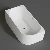 CORNER | cadă de baie semi-freestanding, de colț, stânga, albă, 150x75x58 cm