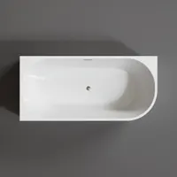 CORNER | cadă de baie semi-freestanding, de colț, stânga, albă, 150x75x58 cm