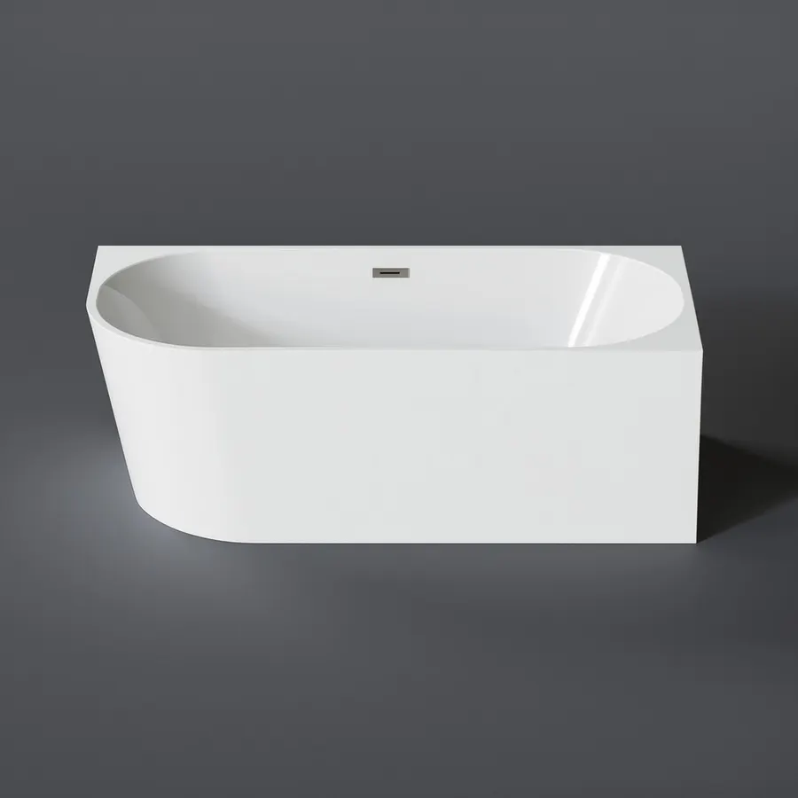 CORNER | cadă de baie semi-freestanding, de colț, dreapta, albă, 150x75x58 cm