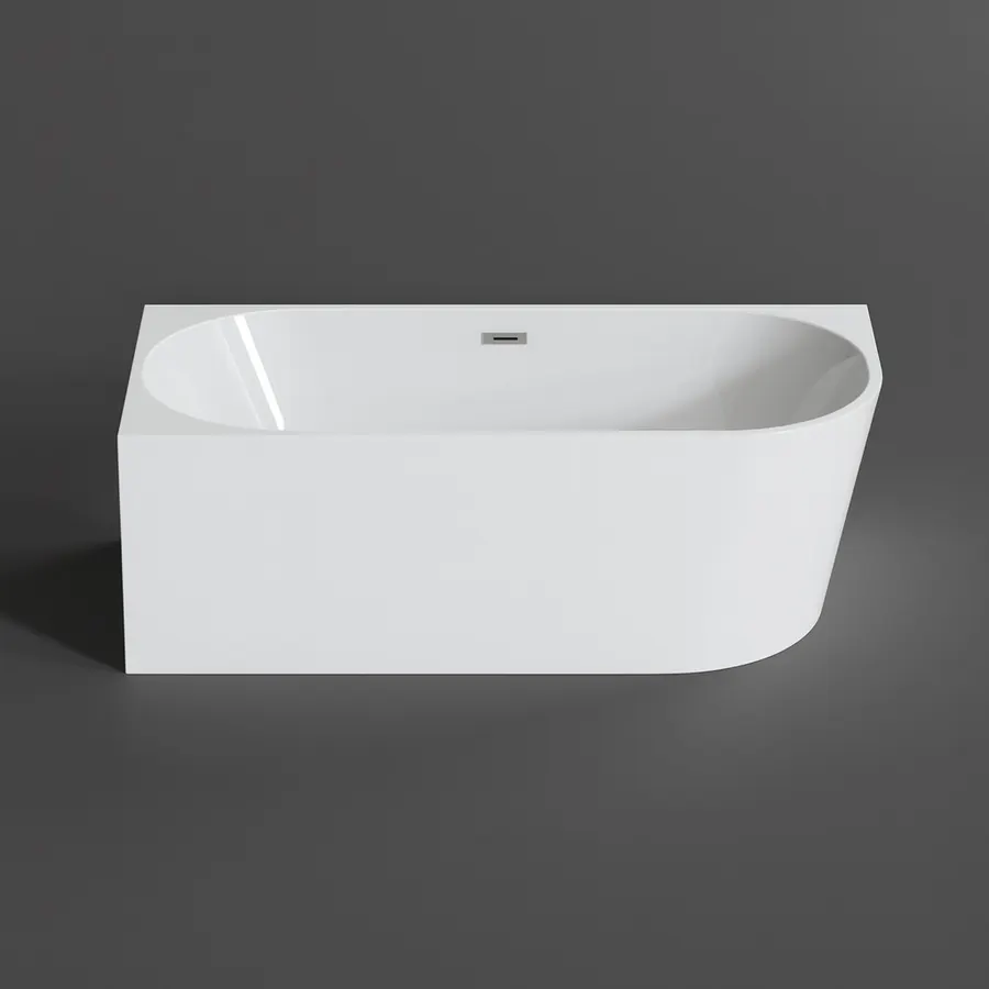 CORNER | cadă de baie semi-freestanding, de colț, stânga, albă, 160x75x58 cm