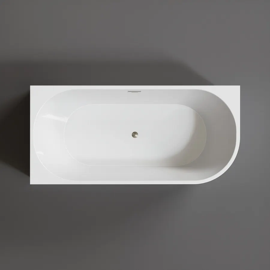 CORNER | cadă de baie semi-freestanding, de colț, stânga, albă, 160x75x58 cm