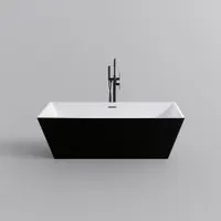 CUBE | cadă de baie freestanding, negru-alb, 170x75x58 cm