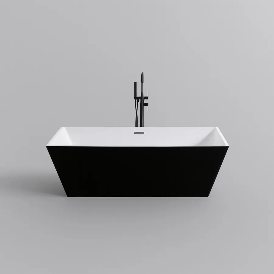 CUBE | cadă de baie freestanding, negru-alb, 170x75x58 cm