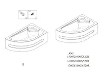 Asimetrică | panou frontal pentru cadă, dreapta 160 cm