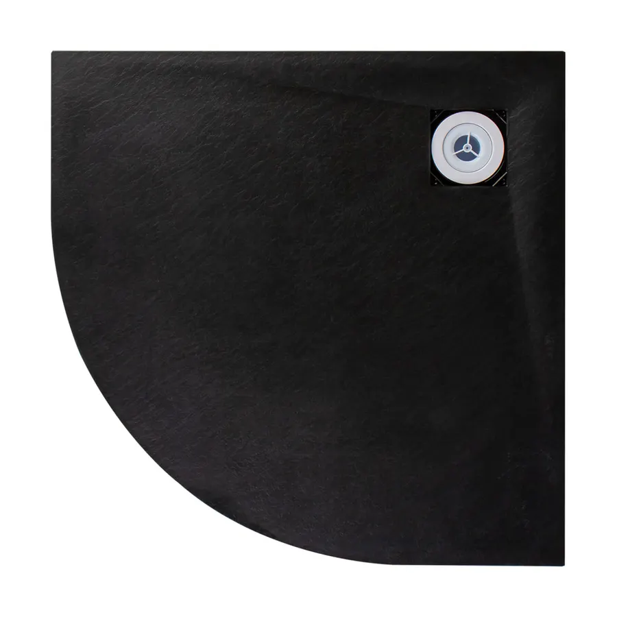 Cagliari | cădiță de duș semirotundă Black 80x80x2,6 cm, SMC, cu sifon