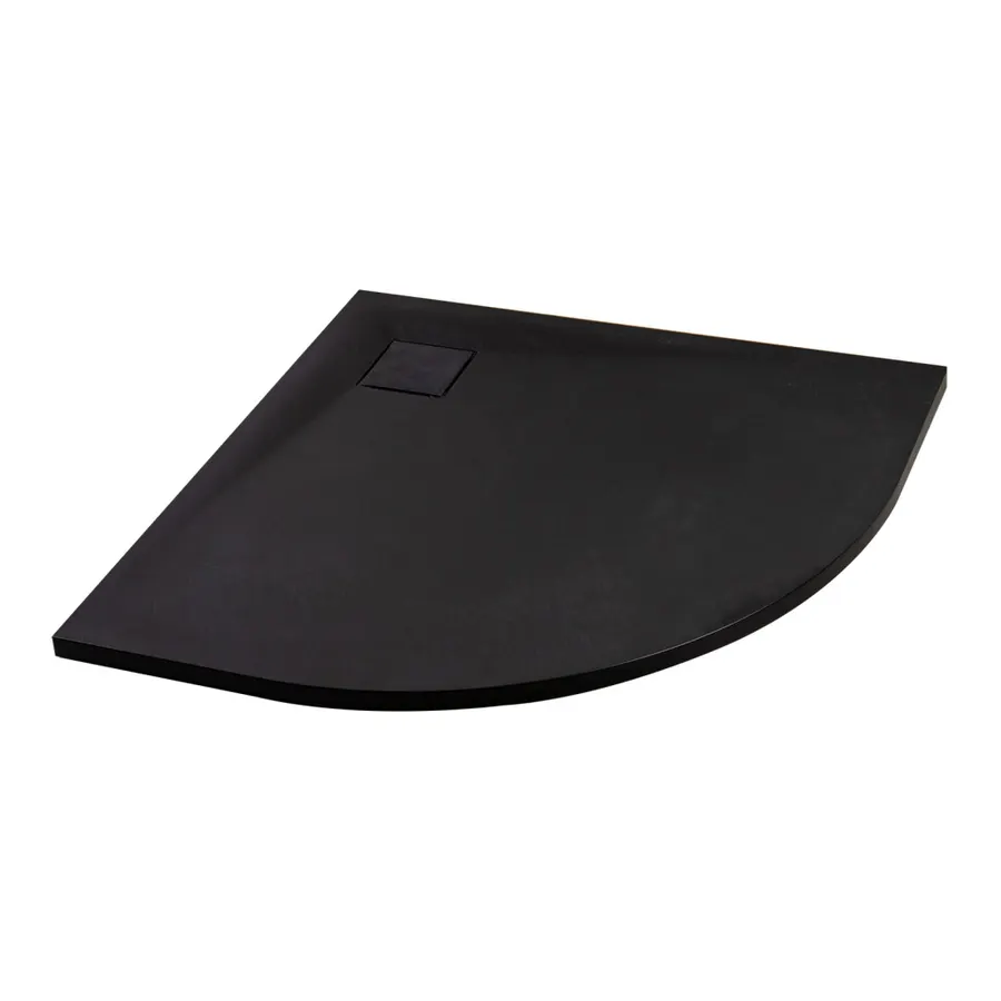 Cagliari | cădiță de duș semirotundă Black 90x90x2,6 cm, SMC, cu sifon