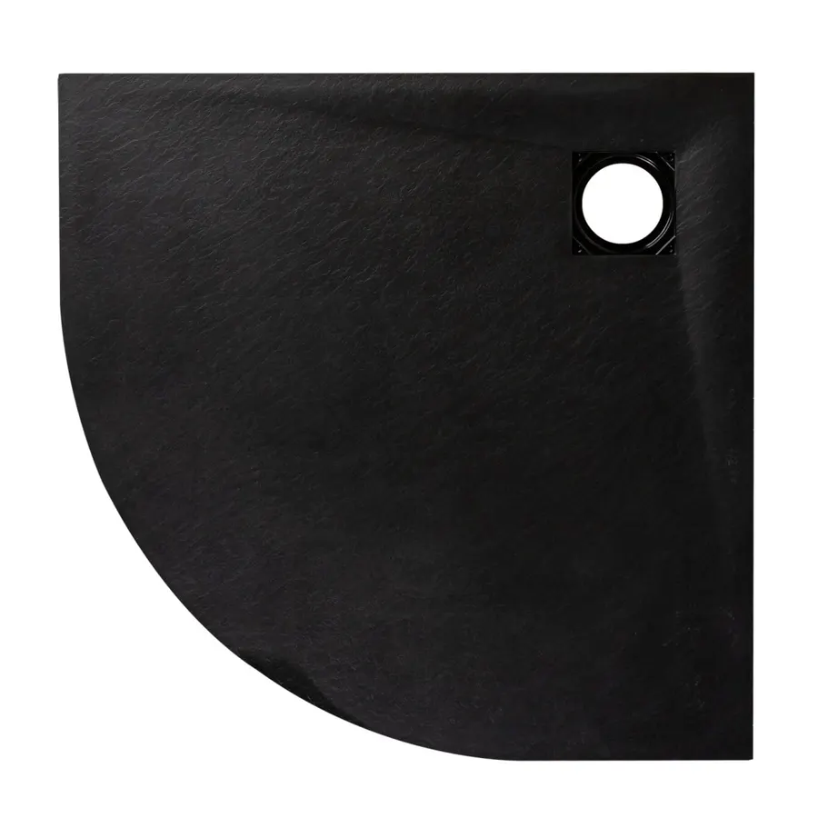 Cagliari | cădiță de duș semirotundă Black 90x90x2,6 cm, SMC, cu sifon