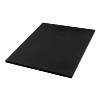 Cagliari | cădiță de duș dreptunghiulară Black, din SMC, 80x120x2,6 cm, cu sifon