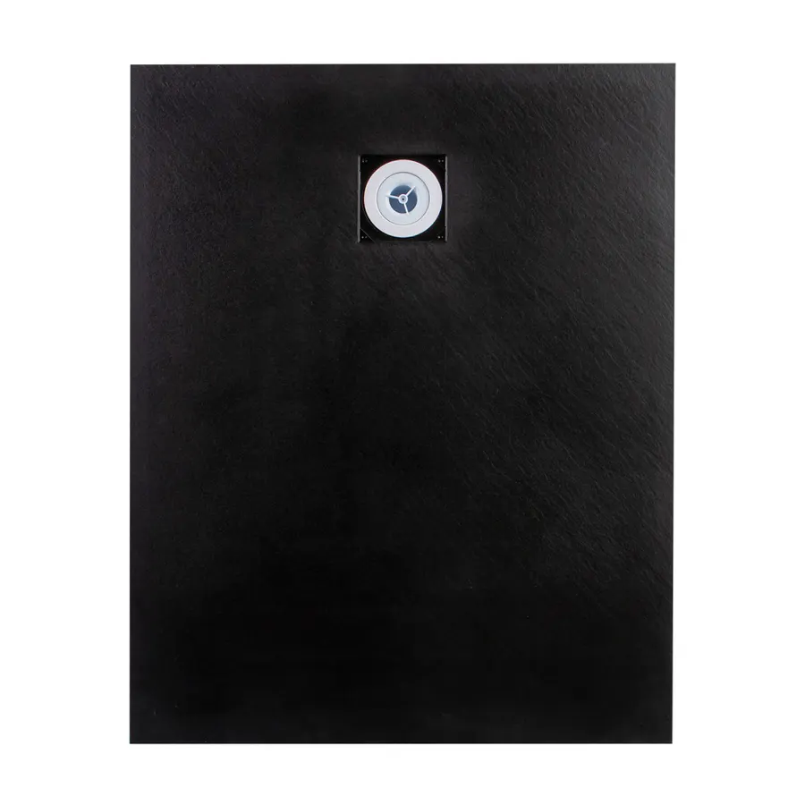 Cagliari | cădiță de duș dreptunghiulară Black, din SMC, 80x120x2,6 cm, cu sifon