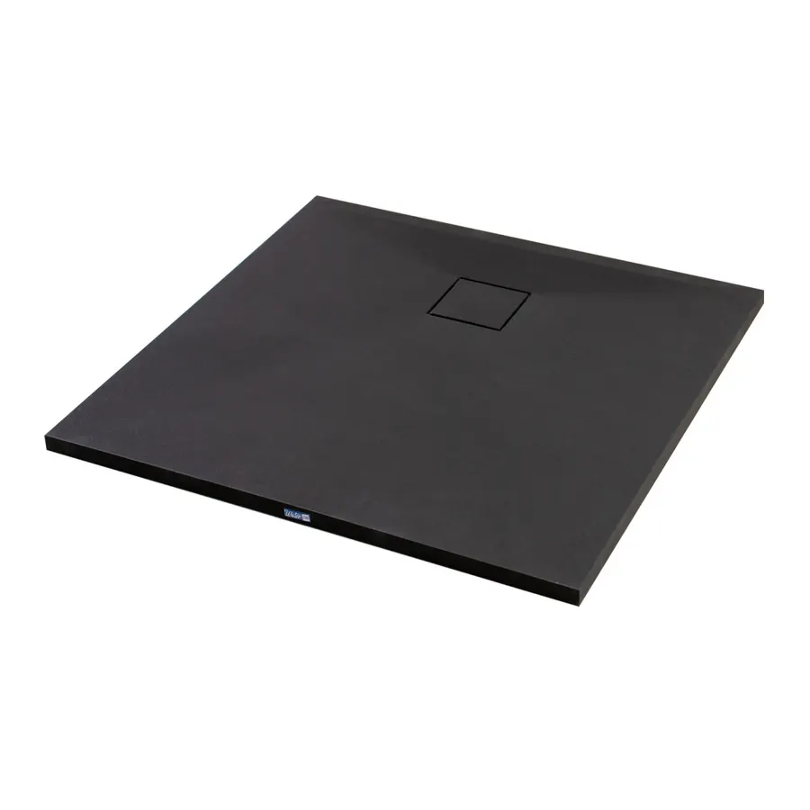 Cagliari | cădiță de duș pătrată Black, din SMC, 80x80x2,6 cm, cu sifon