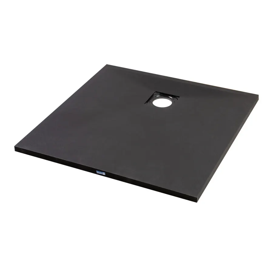 Cagliari | cădiță de duș pătrată Black, din SMC, 80x80x2,6 cm, cu sifon