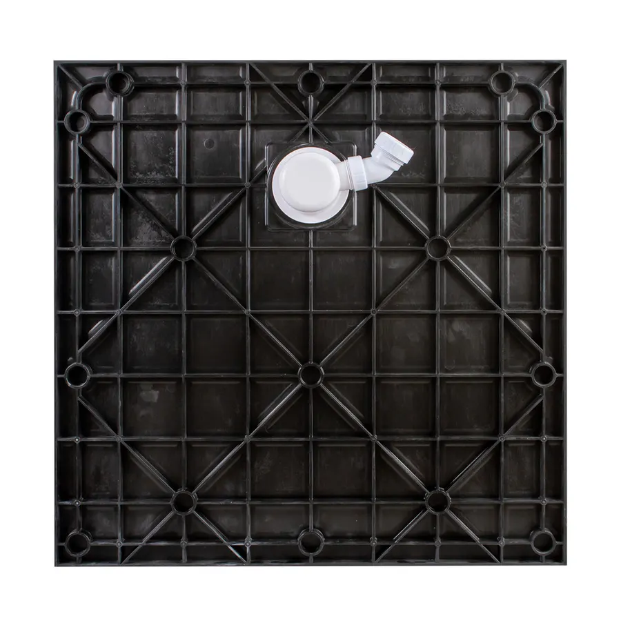 Cagliari | cădiță de duș pătrată Black, din SMC, 80x80x2,6 cm, cu sifon