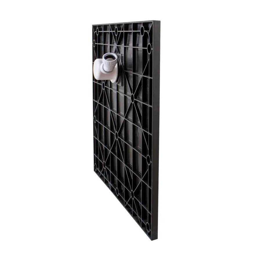 Cagliari | cădiță de duș pătrată Black, din SMC, 80x80x2,6 cm, cu sifon