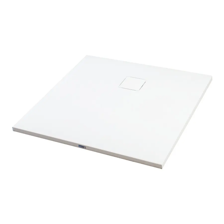 Cagliari | cădiță de duș pătrată White, din SMC, 80x80x2,6 cm, cu sifon