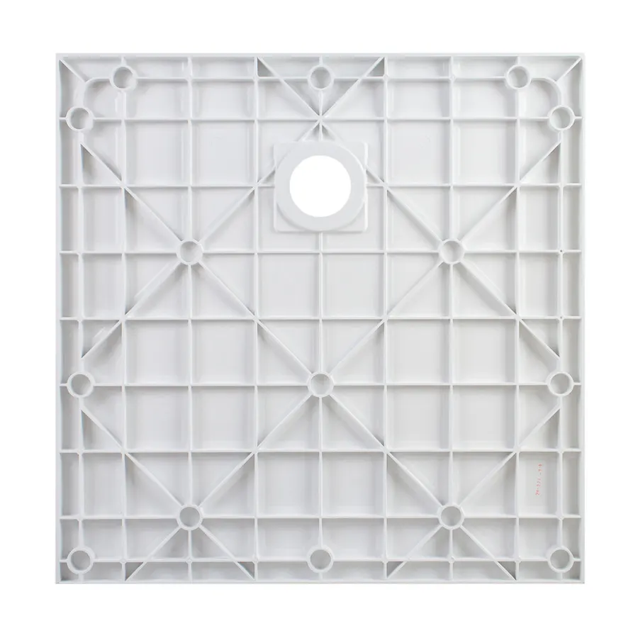 Cagliari | cădiță de duș pătrată White, din SMC, 80x80x2,6 cm, cu sifon
