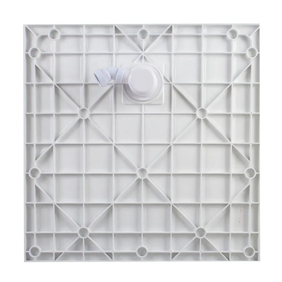 Cagliari | cădiță de duș pătrată White, din SMC, 80x80x2,6 cm, cu sifon