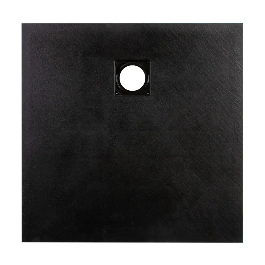 Cagliari | cădiță de duș pătrată Black, din SMC, 90x90x2,6 cm, cu sifon