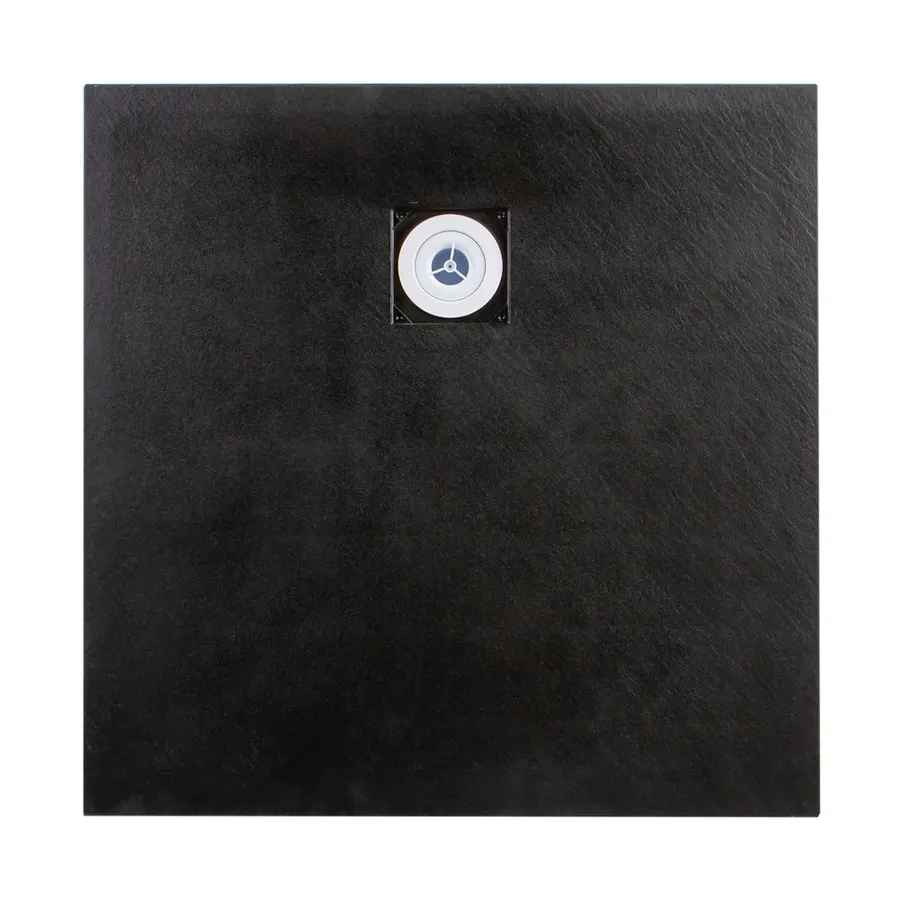 Cagliari | cădiță de duș pătrată Black, din SMC, 90x90x2,6 cm, cu sifon