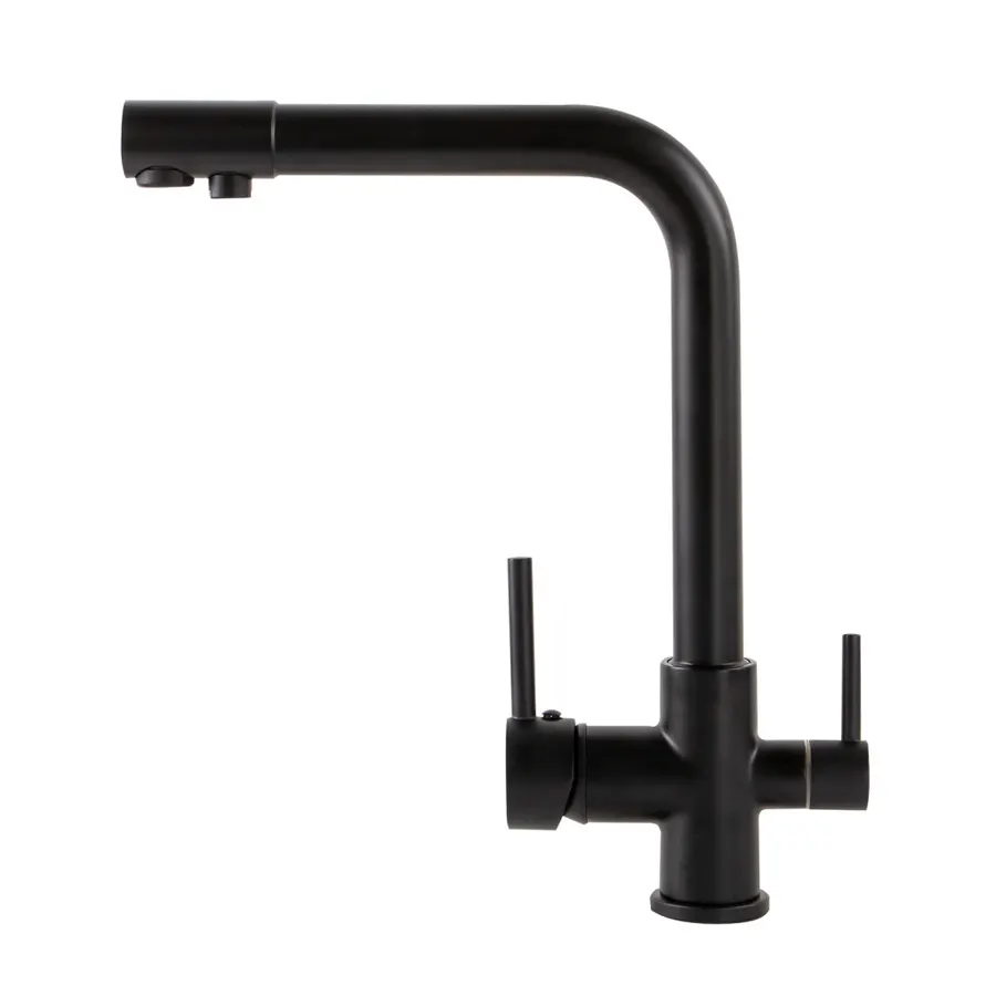 Portland | baterie pentru bucătărie Black cu 3 căi, pentru sistem de filtrare a apei