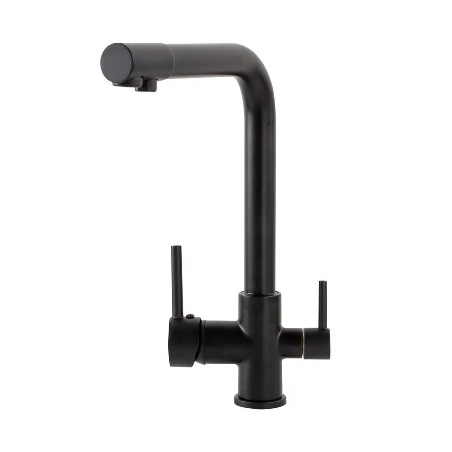 Portland | baterie pentru bucătărie Black cu 3 căi, pentru sistem de filtrare a apei