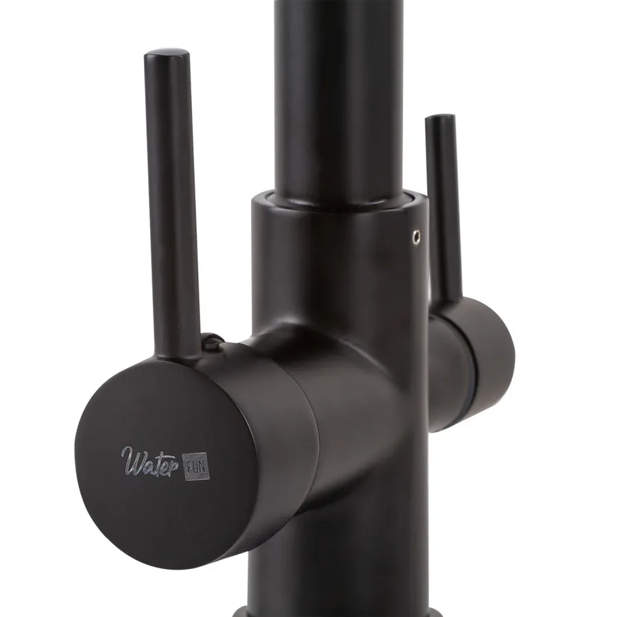 Portland | baterie pentru bucătărie Black cu 3 căi, pentru sistem de filtrare a apei