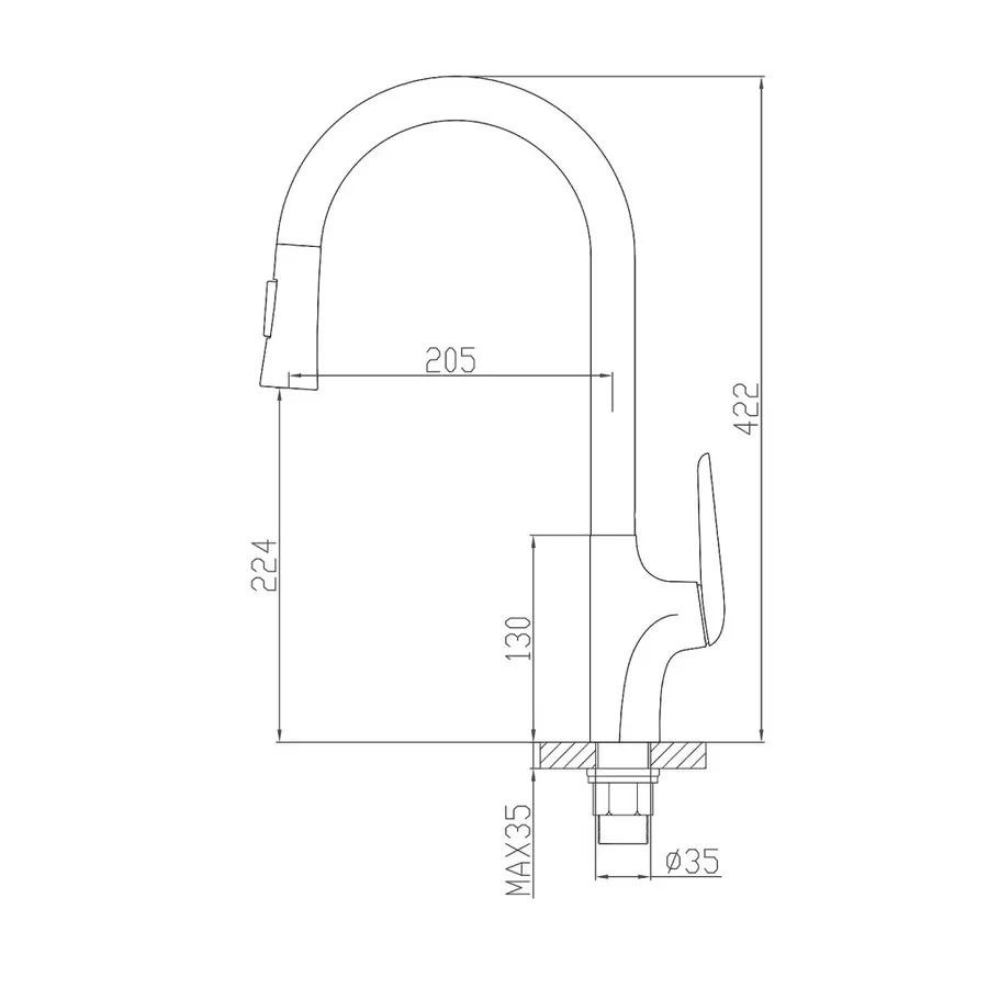 Ibiza | baterie extractibilă pentru bucătărie Gun Grey