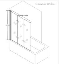 Triad | paravan de cadă 6mm, 120x140, din 3 părți, pliabil, fără tratament nano