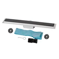 Granada | rigolă de duș cu sticlă neagră, 60 cm