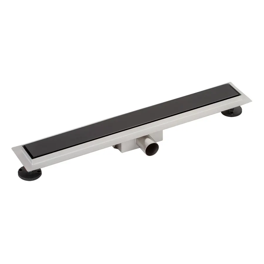 Granada | rigolă de duș cu sticlă neagră, 70 cm