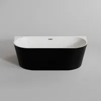 LANA | cadă de baie semi-freestanding, pentru montaj lângă perete, negru-alb, 160x80x58 cm