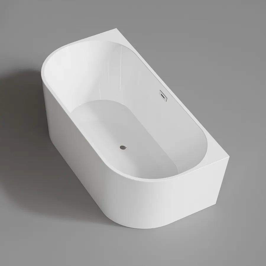 LANA | cadă de baie semi-freestanding, lângă perete, albă, 160x80x58 cm