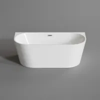 LANA | cadă de baie semi-freestanding, pentru montaj lângă perete, albă, 170x75x58 cm