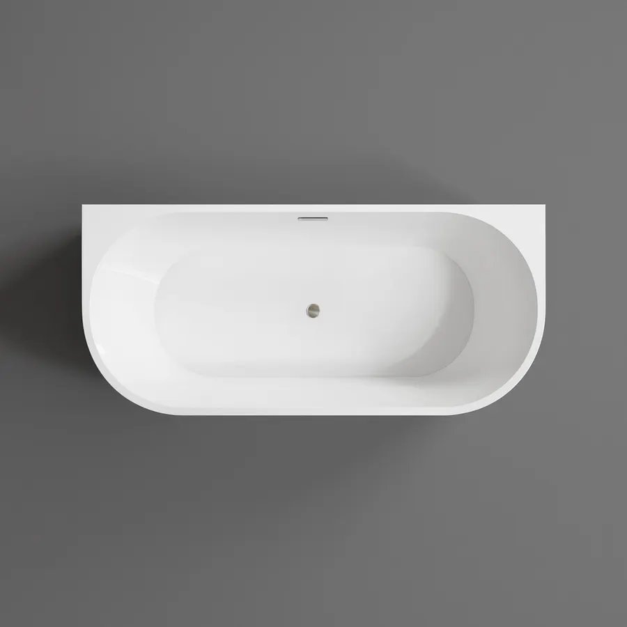 LANA | cadă de baie semi-freestanding, pentru montaj lângă perete, albă, 170x75x58 cm